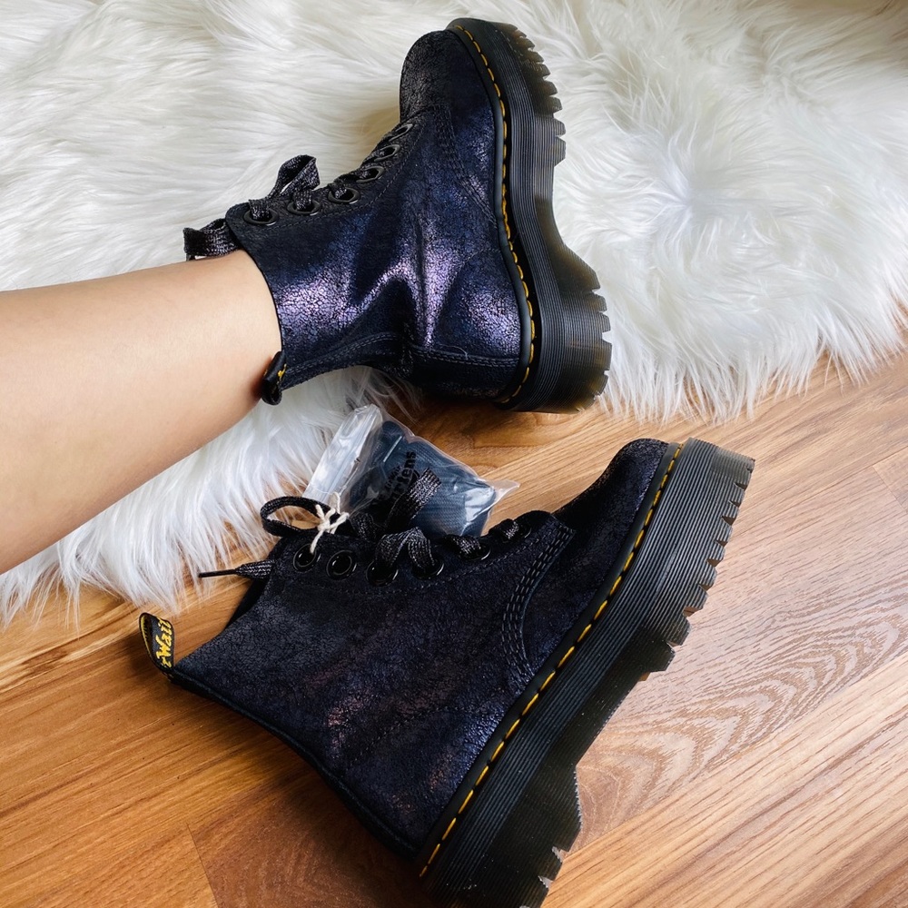 Dr. Martens Molly Crackle Suede Platform Boots - Picture 5 of 9